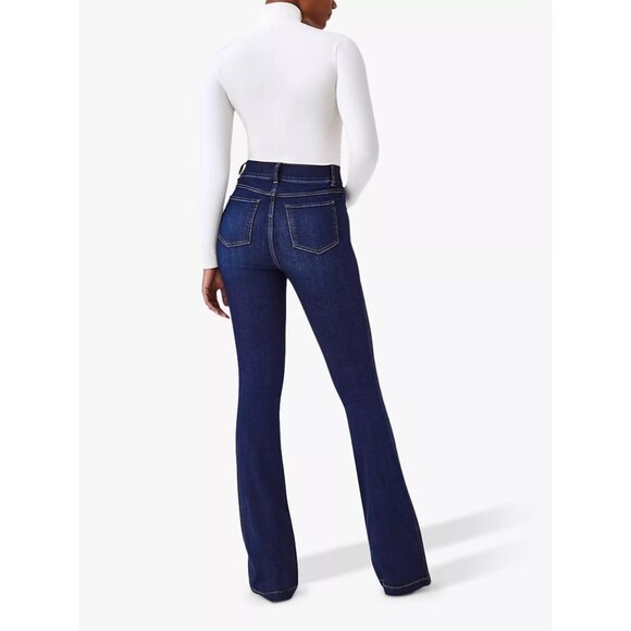 Spanx Denim Flare Jeans Full Length High Rise Waisted Vintage Retro Bell Bottoms - Picture 11 of 12
